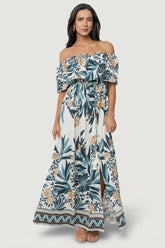 Valentina Off Shoulder Maxi Dress | Baltic Born Multi Print