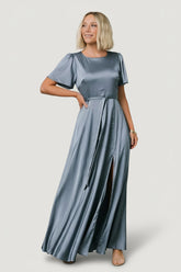 Agnes Satin Maxi Dress | Baltic Born Whisper Blue