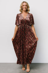 Irina Velvet Maxi Dress | Baltic Born Black Multi Floral