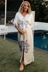 Florina Kimono Maxi Dress | Baltic Born White + Blue