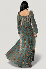 Aurora Velvet Maxi Dress | Baltic Born Jade + Bronze Floral