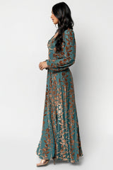 Aurora Velvet Maxi Dress | Baltic Born Jade + Bronze Floral