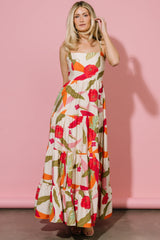 Silvia Tiered Maxi Dress | Baltic Born Natural + Pink Multi
