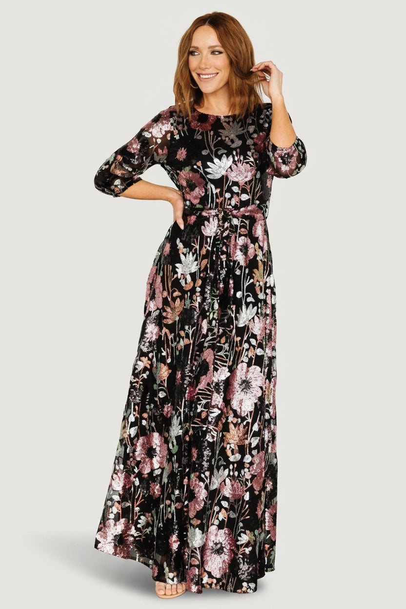 Destiny Sequin Maxi Dress | Baltic Born Black Multi