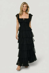 Valora Swiss Dot Tulle Maxi Dress | Baltic Born Black