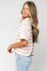 Ruby Striped Top | Baltic Born Pink + White