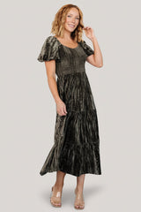 Colleen Velvet Maxi Dress | Baltic Born Olive