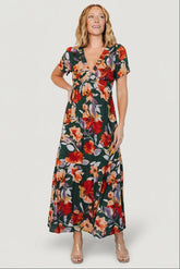 Cassie Short Sleeve Dress | Baltic Born Dark Green Floral