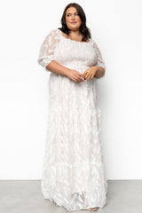 Paloma Smocked Feather Maxi Dress | Baltic Born Off White