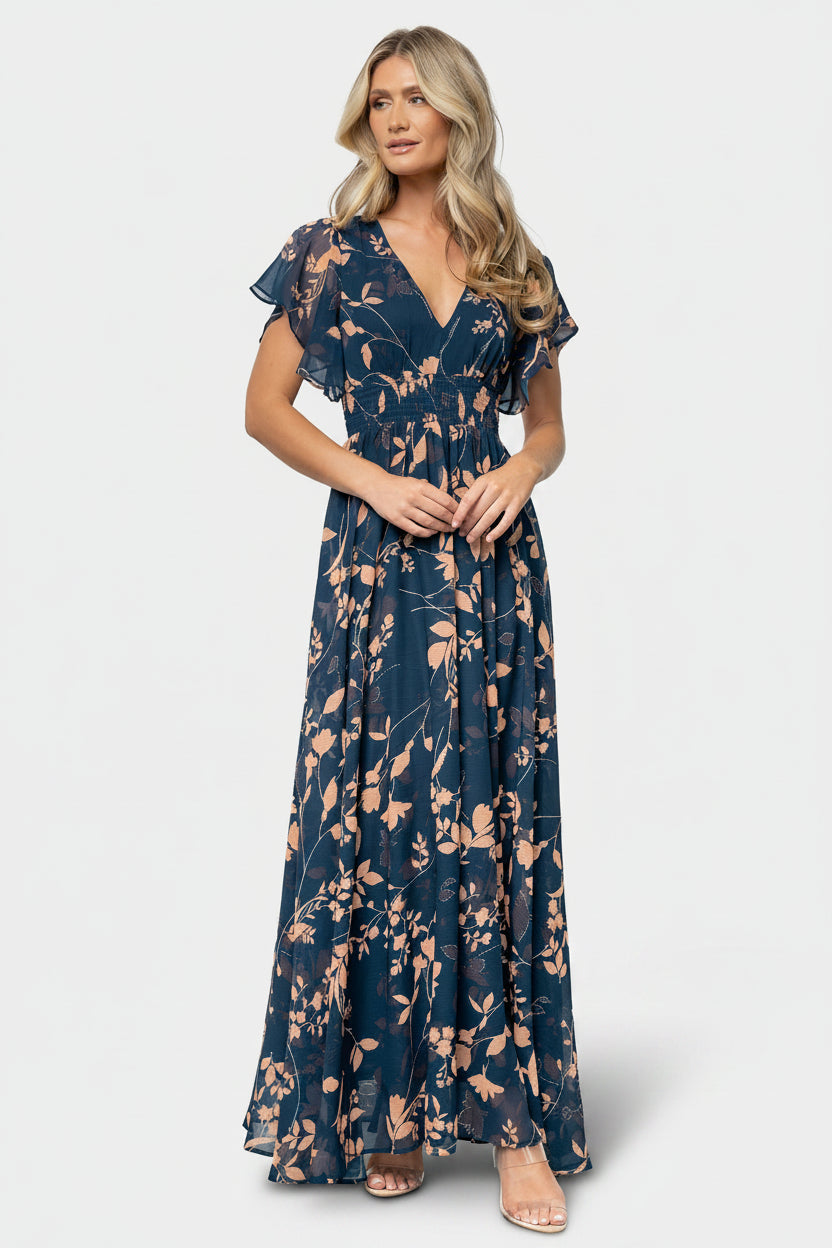 Lynlee Metallic Maxi Dress | Baltic Born Topaz