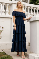 Carina Off Shoulder Maxi Dress | Baltic Born Navy