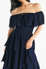 Carina Off Shoulder Maxi Dress | Baltic Born Navy