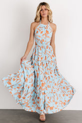 Laie Back Tie Maxi Dress | Baltic Born Blue + Orange