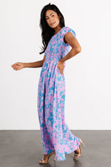 Tabitha Open Back Maxi Dress | Baltic Born Blue + Pink