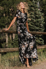 Naomi Short Sleeve Maxi Dress | Baltic Born Black Floral