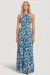 Brett Halter Maxi Dress | Baltic Born Cobalt Print