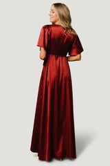 Vara Satin Maxi Wrap Dress | Baltic Born Terracotta