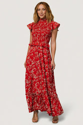 Orla Ruffle Maxi Dress | Baltic Born Red Floral