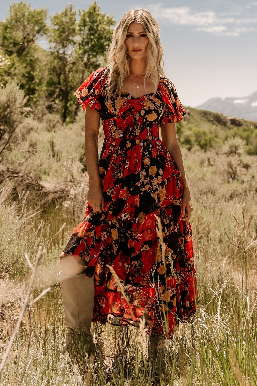 Suzy Maxi Dress | Baltic Born Black + Red Multi