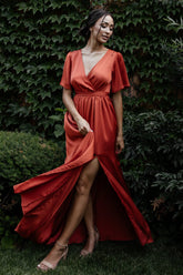 Sicily Satin Maxi Dress | Baltic Born Rust