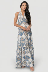 Estrella Halter Maxi Dress | Baltic Born Navy + Tan
