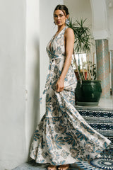 Estrella Halter Maxi Dress | Baltic Born Navy + Tan