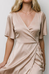 Vara Satin Maxi Wrap Dress | Baltic Born Champagne