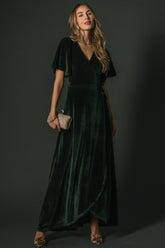Katelyn Velvet Maxi Wrap Dress | Baltic Born Deep Green