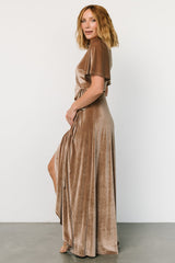 Katelyn Velvet Maxi Wrap Dress | Baltic Born Taupe