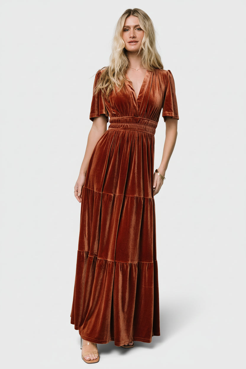 Artemis Velvet Maxi Dress | Baltic Born Dark Spice
