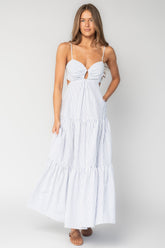 Ramos Tiered Maxi Dress | Baltic Born White + Blue Stripe