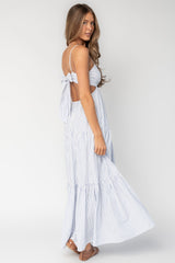 Ramos Tiered Maxi Dress | Baltic Born White + Blue Stripe
