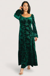 Audra Velvet Embossed Maxi Dress | Baltic Born Emerald