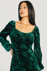 Audra Velvet Embossed Maxi Dress | Baltic Born Emerald
