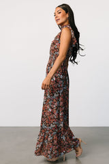 Kearny Ruffle Maxi Dress | Baltic Born Brown Multi Floral