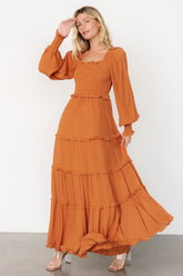 Lana Smocked Maxi Dress | Baltic Born Camel
