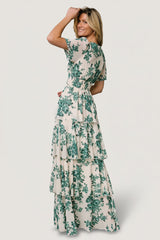Montaigne Ruffle Maxi Dress | Baltic Born Ivory + Green Floral