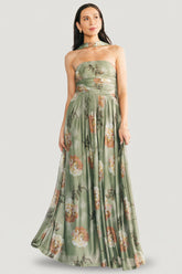 Elias Strapless Maxi Dress | Baltic Born Dark Sage Floral