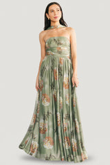 Elias Strapless Maxi Dress | Baltic Born Dark Sage Floral