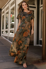 Agnes Satin Maxi Dress | Baltic Born Olive Floral