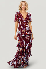 Montaigne Ruffle Maxi Dress | Baltic Born Mulberry Floral