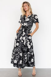Kiana Poplin Maxi Dress | Baltic Born Black + Cream
