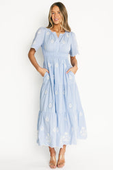 Delilah Embroidered Maxi Dress | Baltic Born Blue