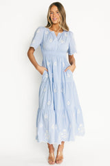 Delilah Embroidered Maxi Dress | Baltic Born Blue