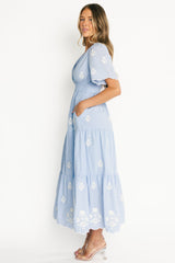 Delilah Embroidered Maxi Dress | Baltic Born Blue