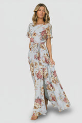Naomi Short Sleeve Maxi Dress | Baltic Born Blue Multi Floral
