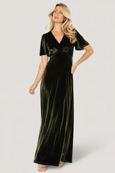 Vivian Velvet Maxi Dress | Baltic Born Olive