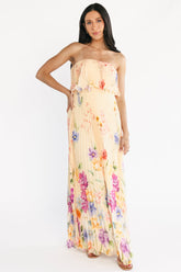 Bloom Pleated Strapless Maxi Dress | Baltic Born Multi Floral