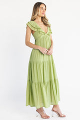 Mika Ruffle Maxi Dress | Baltic Born Green