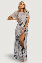 Naomi Short Sleeve Maxi Dress | Baltic Born Pale Blue Floral